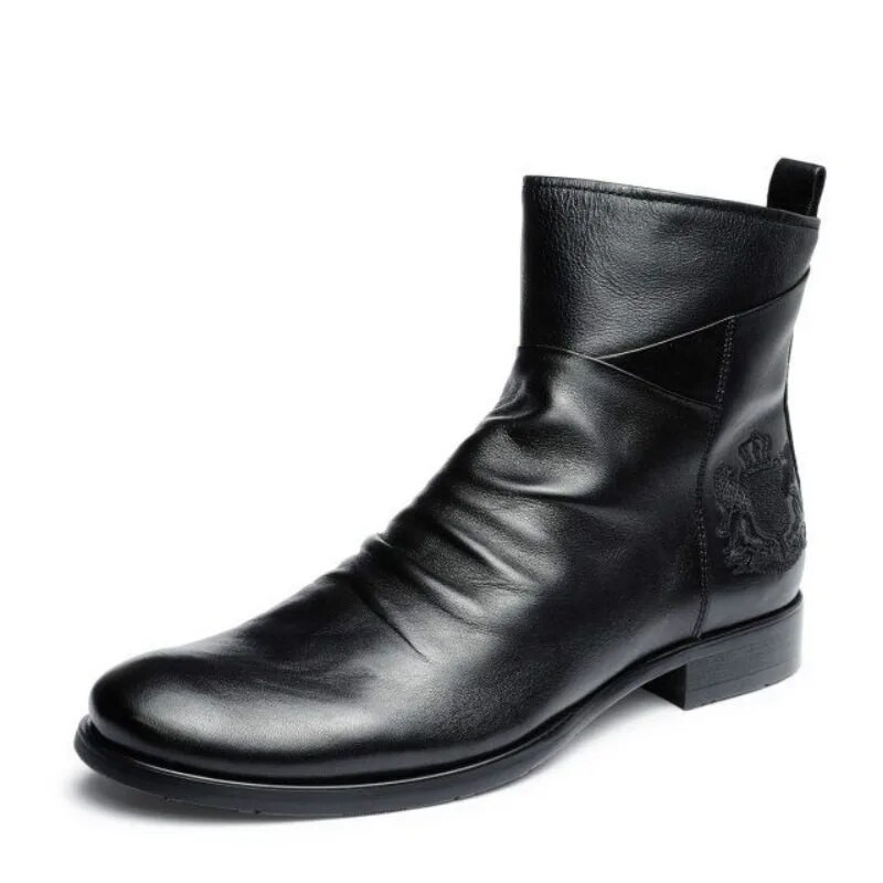 Meeste nahksaapad Uued retro kõrge tõmblukuga PU-nahast kingad sügisesed poolsaapad Meeste Chelsea papud, suurus 48