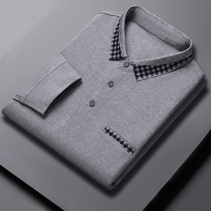 Νέα μακρυμάνικα ανδρικά μπλουζάκια πόλο Βαμβακερά μονόχρωμα μπλουζάκια πόλο για άνδρες New Sping Autumn Basic Polo Men