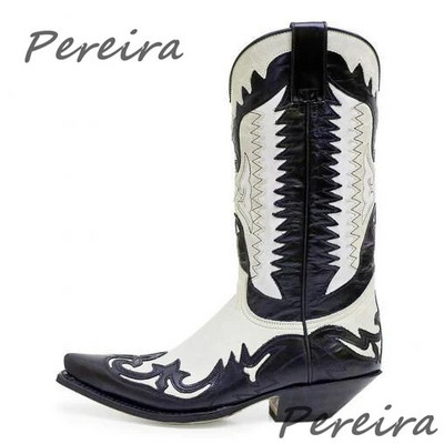 Segavärvid Tikand Chelsea saapad terava ninaga madala kontsaga valge must slaidiga sääre keskel Saapad Sügistalvised Western meeste kingad