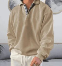 Rudeniniai vyriški madingi polo marškinėliai ilgomis rankovėmis apykakle, laisvalaikio polo vyriški drabužiai Vyriški viršutiniai megztiniai megztiniai