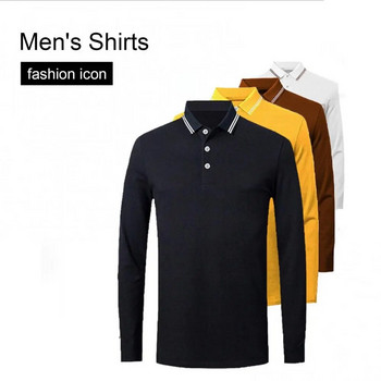 Ανδρικό μπλουζάκι πόλο υψηλής ποιότητας Φθινοπωρινό μονόχρωμο μπλουζάκι με μακρυμάνικο μονόχρωμο μπλουζάκι με μακρυμάνικο μπλουζάκι M-4XL για επιχειρήσεις
