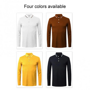 Висококачествена мъжка тениска с поло, есенна едноцветна тениска с дълги ръкави и дълги ръкави, тениска M-4XL за бизнеса
