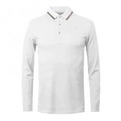 Kvaliteetne meeste polosärk, sügisene ühevärviline alla keeratava krae nööbiga pikkade varrukatega Slim-Fit T-särk M-4XL ettevõtetele
