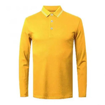 Kvaliteetne meeste polosärk, sügisene ühevärviline alla keeratava krae nööbiga pikkade varrukatega Slim-Fit T-särk M-4XL ettevõtetele