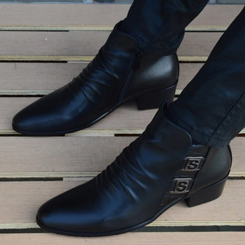 Ανδρικές μπότες Chelsea με φερμουάρ με στρογγυλά δάχτυλα στον αστράγαλο Μπότες vintage μοτοσικλέτας άνοιξη φθινοπωρινά παπούτσια βρετανικού στυλ