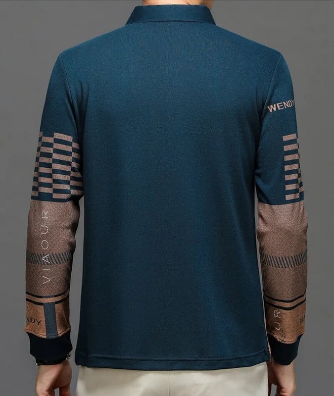 Nové jesenné a zimné tričká pre mužov s dlhým rukávom, potlačou písmen, gombíkmi a pruhovanými polo tričkami s golierom a odnímateľným golierom