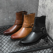 Ανδρικές δερμάτινες αγκράφες Chelsea Boots Ανδρικές μπότες Μαύρες Western Cowboy Μπότες με φερμουάρ Vintage καφέ δερμάτινες μπότες μοτοσυκλέτας