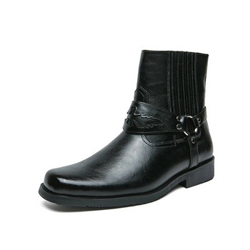 Ανδρικές δερμάτινες αγκράφες Chelsea Boots Ανδρικές μπότες Μαύρες Western Cowboy Μπότες με φερμουάρ Vintage καφέ δερμάτινες μπότες μοτοσυκλέτας