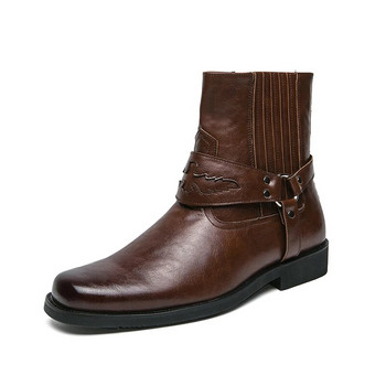 Ανδρικές δερμάτινες αγκράφες Chelsea Boots Ανδρικές μπότες Μαύρες Western Cowboy Μπότες με φερμουάρ Vintage καφέ δερμάτινες μπότες μοτοσυκλέτας