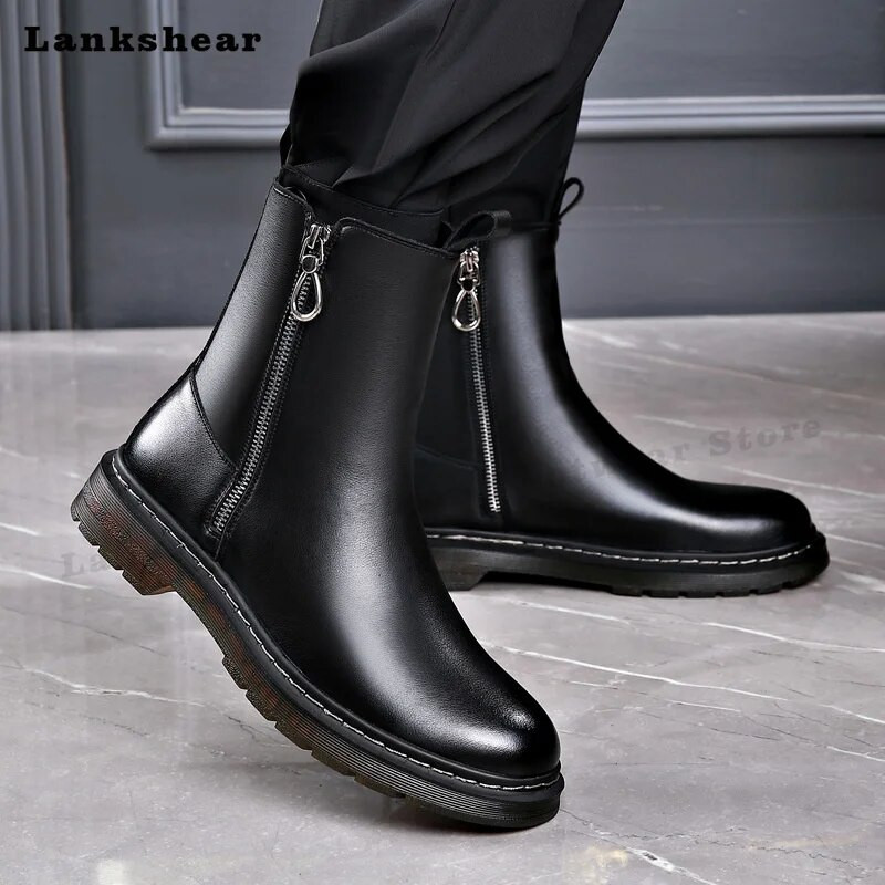 Meeste Chelsea Saapad Poolsaapad Dropshipping Nahk Meeste Poolsaapad Mugavad jalanõud meestele Meeste saapad Jalatsid Ümarsaapad