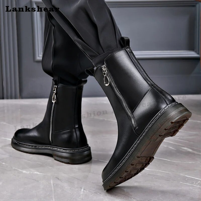 Meeste Chelsea Saapad Poolsaapad Dropshipping Nahk Meeste Poolsaapad Mugavad jalanõud meestele Meeste saapad Jalatsid Ümarsaapad