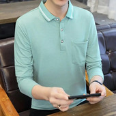 Kevadsuvi kaubamärgiga meeste särgid Polo Algne Luksuslik Disainer täis puuvillane V-kaelusega pikkade varrukatega triibulised taskud nööpidega topid