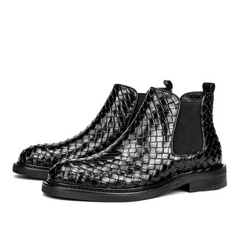 Ανδρικά παπούτσια Retro Trend υφασμένα μπότες Chelsea Μποτάκια μόδας Slip on Flat ανδρικά παπούτσια Μπότες Cowboy Κοντές μπότες βρετανικού στυλ