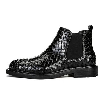 Ανδρικά παπούτσια Retro Trend υφασμένα μπότες Chelsea Μποτάκια μόδας Slip on Flat ανδρικά παπούτσια Μπότες Cowboy Κοντές μπότες βρετανικού στυλ
