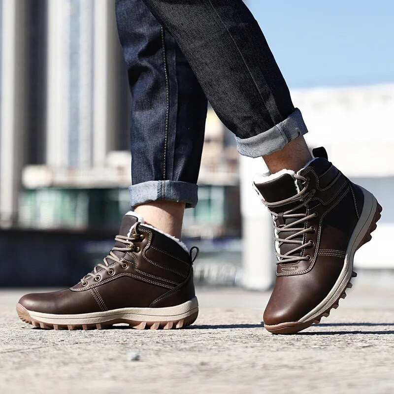 Χειμερινές ζεστές ανδρικές μπότες Ανδρικές μπότες χιονιού Αδιάβροχες μπότες εργασίας ψηλά ανδρικά παπούτσια