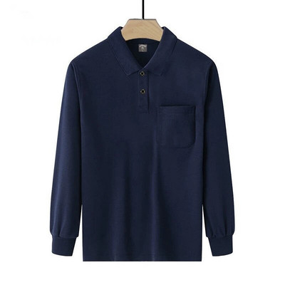 Kevadine uus meeste pikkade varrukatega POLO kaelarihm Keskealine ja vana suur lahtine oliid värvi top krae lapiline tasku vabaaja