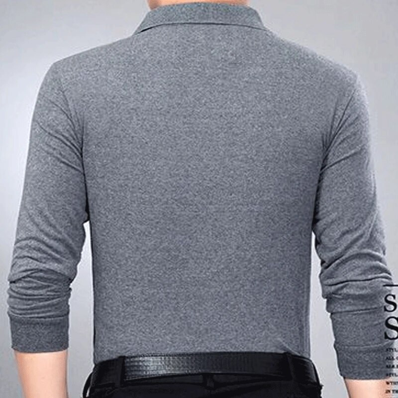 Kevadine uus meeste pikkade varrukatega POLO kaelarihm Keskealine ja vana suur lahtine oliid värvi top krae lapiline tasku vabaaja