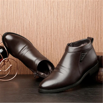 Обувки от кожа Мъжки ботуши Челси Топли памучни обувки за студена зима Мъжки боти до глезена от кожа Мъжки обувки Eu 38-44
