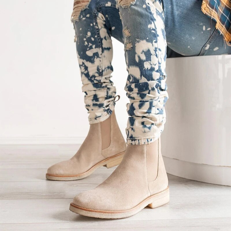 Chelsea meeste saapad, terava peaga mansett, seemisnahast madala kontsaga madalad vabaajamood, mugavad ärilised käsitsi valmistatud meeste kingad