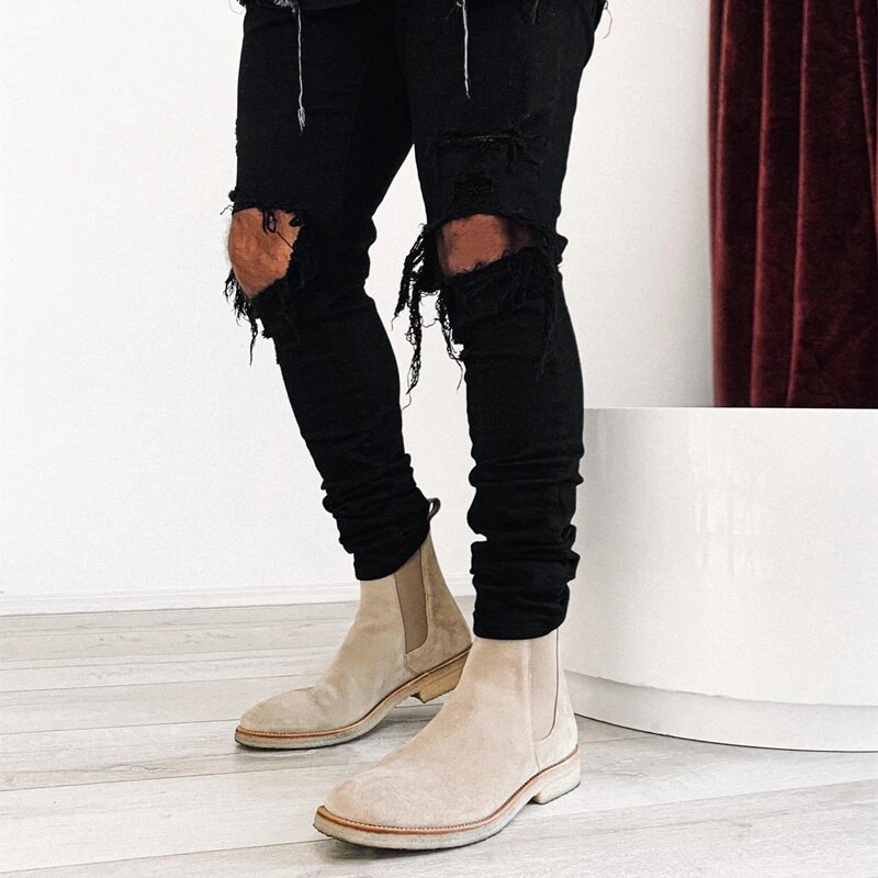 Chelsea meeste saapad, terava peaga mansett, seemisnahast madala kontsaga madalad vabaajamood, mugavad ärilised käsitsi valmistatud meeste kingad