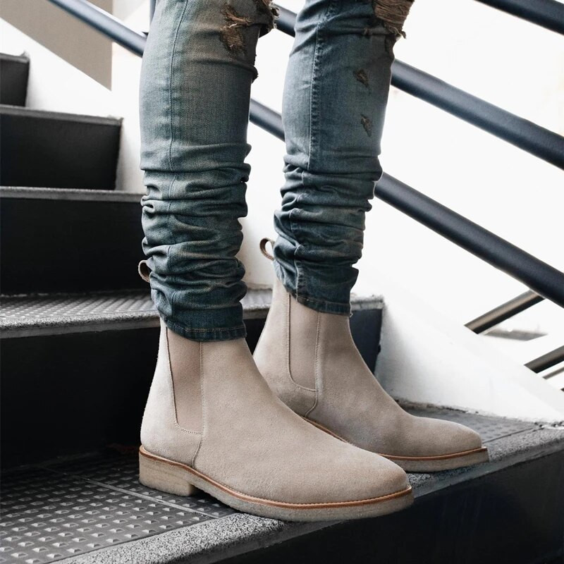 Chelsea meeste saapad, terava peaga mansett, seemisnahast madala kontsaga madalad vabaajamood, mugavad ärilised käsitsi valmistatud meeste kingad