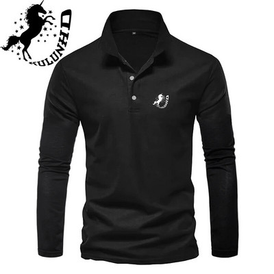 Pavasario ir rudens asmenybės marginti ilgomis rankovėmis polo marškinėliai