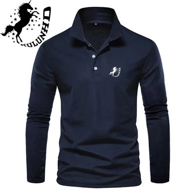 Pavasario ir rudens asmenybės marginti ilgomis rankovėmis polo marškinėliai