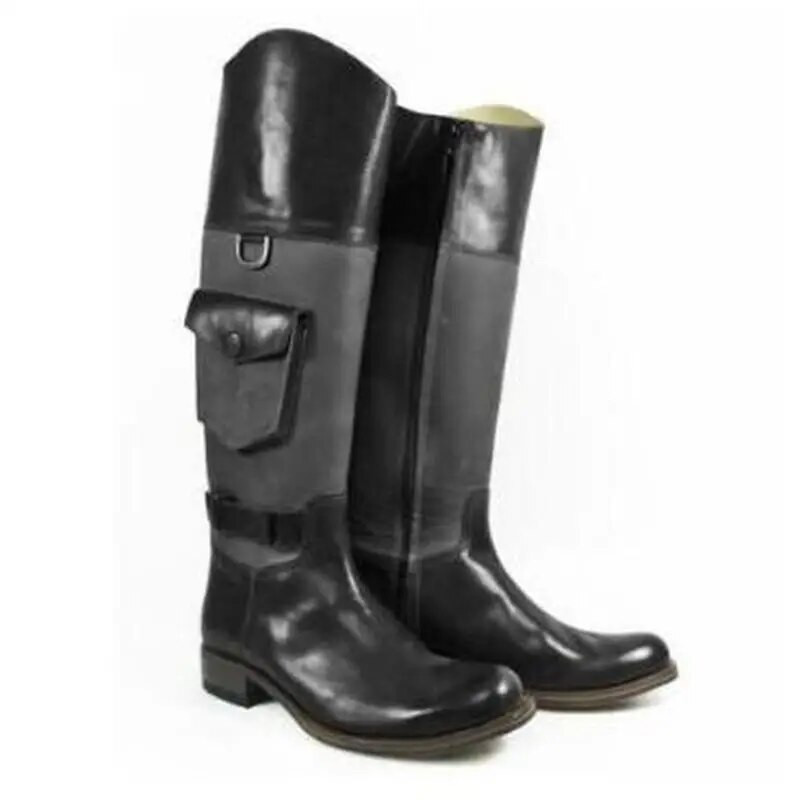 Vyriški vyriški vyriški batai aukštyn ant kelių senoviniai PU odos šilti didelio dydžio batai riteriai vyriški vyriški zapatos de hombres personlizarM1082