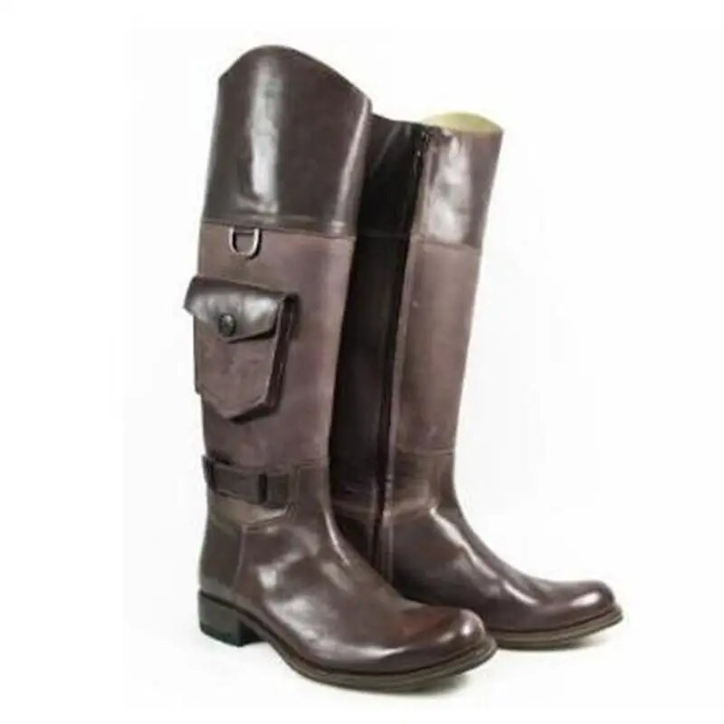 Vyriški vyriški vyriški batai aukštyn ant kelių senoviniai PU odos šilti didelio dydžio batai riteriai vyriški vyriški zapatos de hombres personlizarM1082