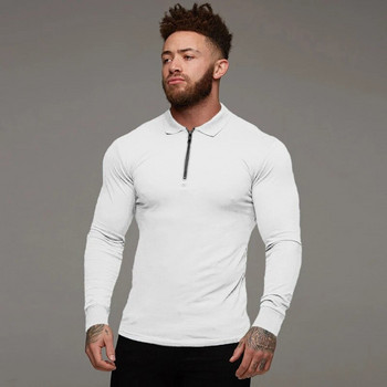 Νέο φθινοπωρινό ανδρικό πουκάμισο πόλο επώνυμα ρούχα Stretch βαμβακερό ανδρικό ανδρικό μπλουζάκι πόλο μακρυμάνικο που αναπνέει