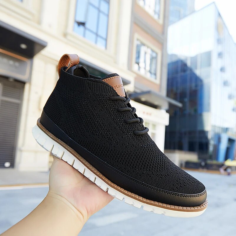 Νέα ανοιξιάτικα φθινοπωρινά ανδρικά καθημερινά αθλητικά παπούτσια Brogue Μποτάκια Αστραγάλου Διχτυωτό Μαλακό Φως Αναπνεύσιμα Επίπεδα Υπαίθρια Παπούτσια Άνετα Casual Παπούτσια