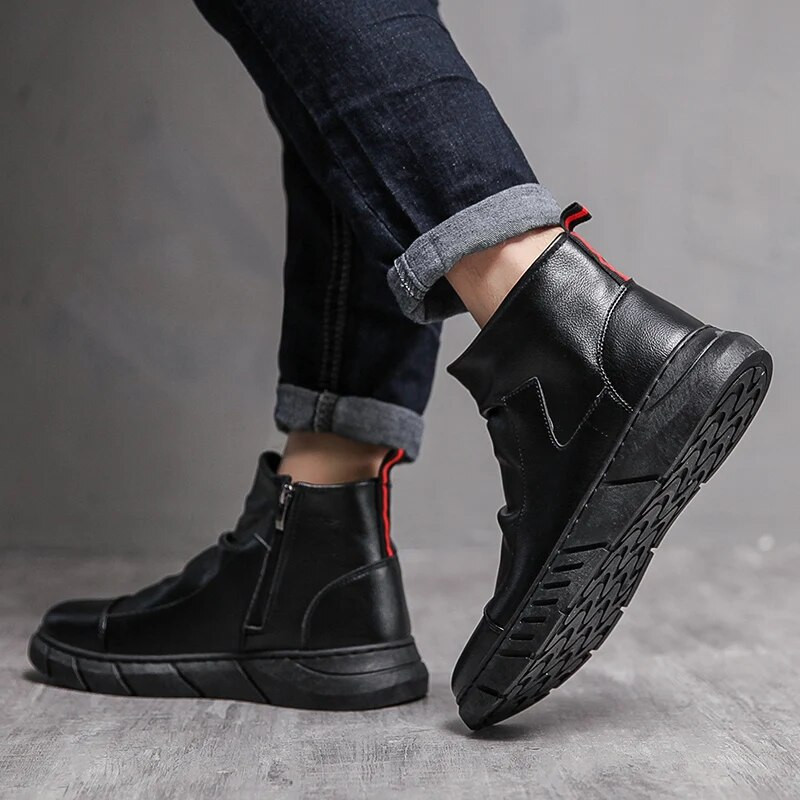 Four Seasons vyriški madingi odiniai Martin batai britiško stiliaus Patogūs guminiai padai laisvalaikio batai juodi dideli 39-48 dydžiai