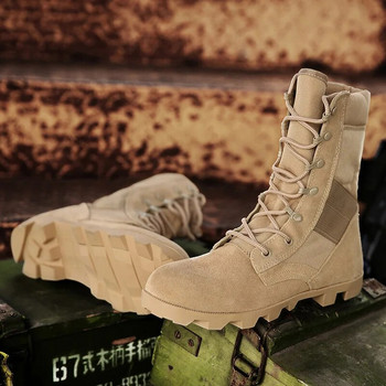 Нови мъжки военни ботуши Високи обувки за туризъм на открито Мъжки армейски тактически спортни маратонки за джогинг, качествени против сблъсък