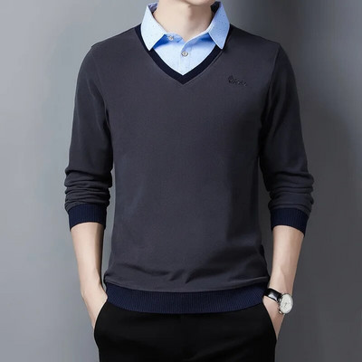 Uus saabumine mood meeste polosärk Veinpunane Sügis- ja kevadine võltsriietus, Korea õhuke särk Polo Para Hombre