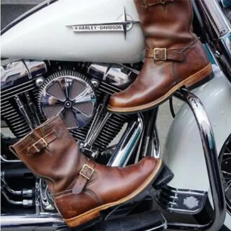 2023Meeste meeste pluss suuruses sääre keskosa saapad madala kontsaga soojad ratsukingad meeste PU-nahast zapatos de hombres personlizar zapatosM0861