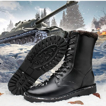 Ανδρικές μπότες Μόδα Χειμερινά Παπούτσια  Ζεστά παπούτσια για χιόνι Ανδρική γούνα βελούδινη ψηλή κορυφή Μπότες για χιόνι Στρατιωτικές μπότες Μεγάλο μέγεθος 36-52