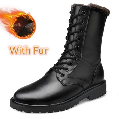 Meeste saapad Moodsad talvejalatsid Nahast soojad lumekingad Meeste karusnahast plüüsis Kõrge ülaosaga lumesaapad Sõjaväesaapad Suur suurus 36-52
