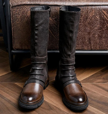 2023 Ανδρικές δερμάτινες μπότες PU με χαμηλά τακούνια ανδρικά παπούτσια plus size ανδρικά vintage zapatos de hombres personlizar zapatos SM0041