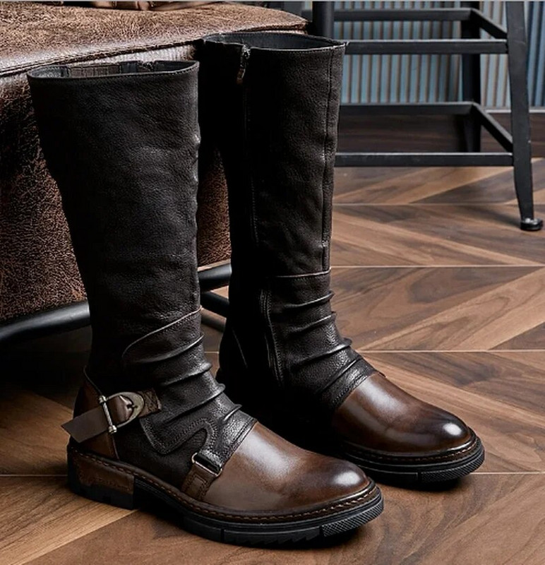 2023 Ανδρικές δερμάτινες μπότες PU με χαμηλά τακούνια ανδρικά παπούτσια plus size ανδρικά vintage zapatos de hombres personlizar zapatos SM0041