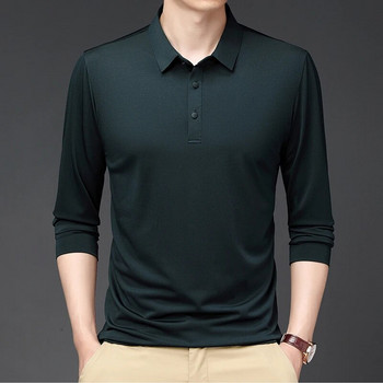 Ежедневни поло ризи с дълъг ръкав Мъжки 2023 Бизнес луксозна марка Модни едноцветни поло ризи Мъжки пролетни висококачествени мъжки топове