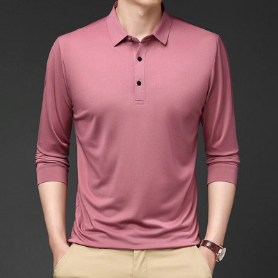 Μακρυμάνικα casual ανδρικά μπλουζάκια πόλο 2023 Business πολυτελή μόδα Μπλουζάκια πόλο μονόχρωμα Ανδρικά ανοιξιάτικα υψηλής ποιότητας ανδρικά μπλουζάκια