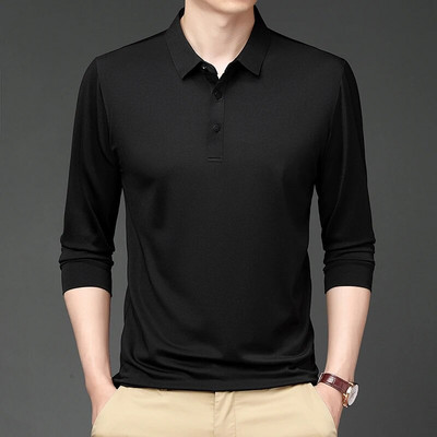 Μακρυμάνικα casual ανδρικά μπλουζάκια πόλο 2023 Business πολυτελή μόδα Μπλουζάκια πόλο μονόχρωμα Ανδρικά ανοιξιάτικα υψηλής ποιότητας ανδρικά μπλουζάκια