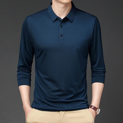 Μακρυμάνικα casual ανδρικά μπλουζάκια πόλο 2023 Business πολυτελή μόδα Μπλουζάκια πόλο μονόχρωμα Ανδρικά ανοιξιάτικα υψηλής ποιότητας ανδρικά μπλουζάκια