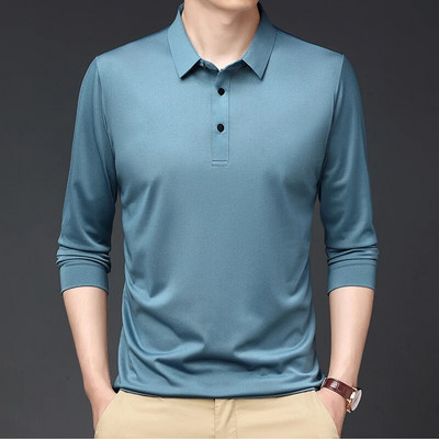 Μακρυμάνικα casual ανδρικά μπλουζάκια πόλο 2023 Business πολυτελή μόδα Μπλουζάκια πόλο μονόχρωμα Ανδρικά ανοιξιάτικα υψηλής ποιότητας ανδρικά μπλουζάκια