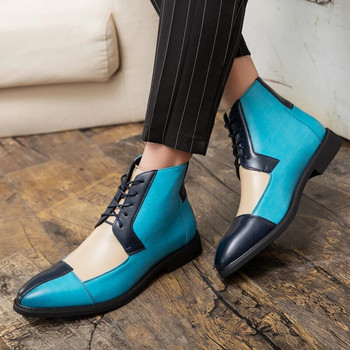 New Fashion Τρίχρωμες Μικτές Δερμάτινες Μπότες Ανδρικές Κλασικές Μπότες Chelsea με κορδόνια Ανδρικές Μπότες Αμερικάνικου Στιλ Μέγεθος 38-48