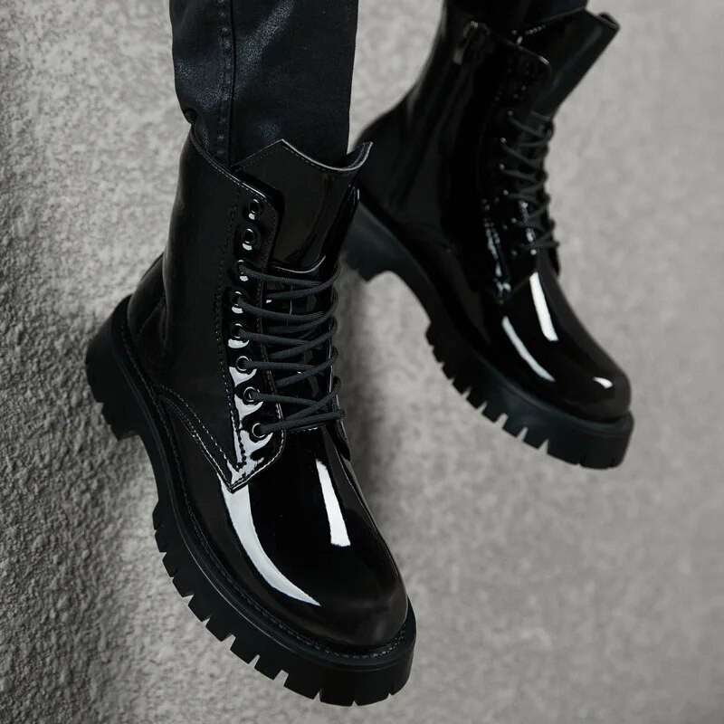 dizajnerske talijanske marke muške čizme lakirane cipele haljina za noćni klub za zabave kaubojske visoke čizme na dimnjak s platformom duge chelsea cipele