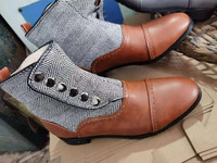 Γκρι Στρογγυλές Ανδρικές Κοντές Μπότες Μόδας Κουμπί Μικτά χρώματα Slip On Chelsea Boots Καθημερινά καθημερινά άνετα παπούτσια για πάρτι