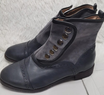 Γκρι Στρογγυλές Ανδρικές Κοντές Μπότες Μόδας Κουμπί Μικτά χρώματα Slip On Chelsea Boots Καθημερινά καθημερινά άνετα παπούτσια για πάρτι