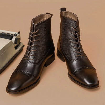 Veličina 38-45 Muška obuća Britanske visoke teleće cipele na vezanje Muška obuća Vintage modne cipele od kože Gležnjače za dječake A034