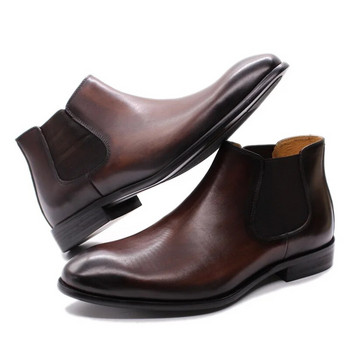 Κομψές μπότες Chelsea Ανδρικά παπούτσια αστραγάλου από με μαύρη ελαστική ζώνη σε επίσημες ανδρικές μπότες μόδας